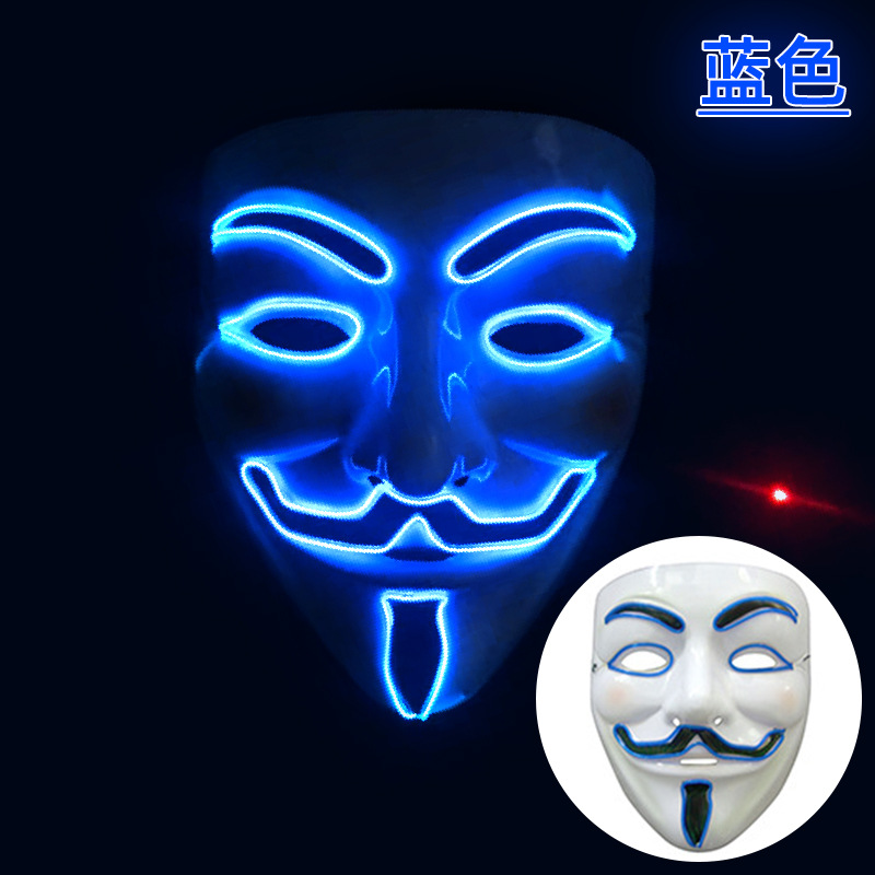 Maschera luminosa bianca V per Vendetta blu
