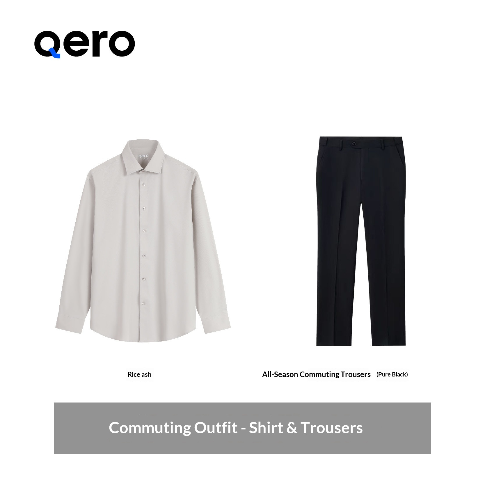 Chemise beige + pantalon habillé noir