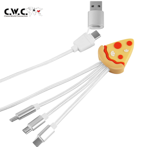 Food Pizza 4in1 Charger Cable Dual <strong>Input</strong> Braid Universal Multi USBC 4 in 1 Charging USB Cable - Product Image 1