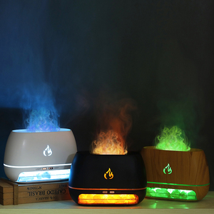 2025 Beste Qualität Tragbarer drahtloser Ultraschall 3D Feuer flammen diffusor Warmes Licht Kristall Salz Stein Luftbe feuchter für den Hausgebrauch