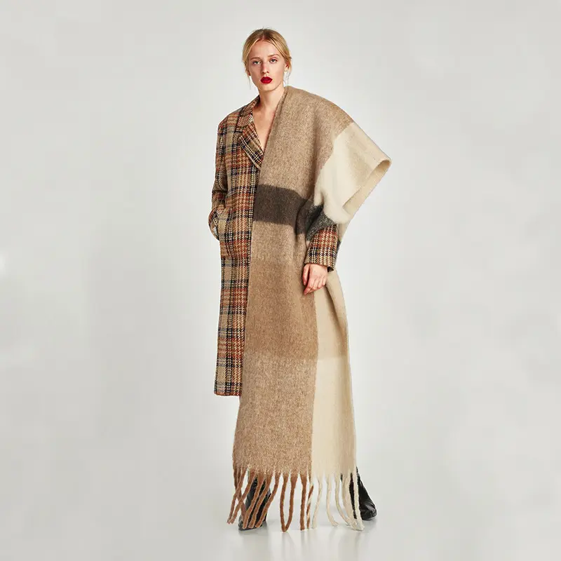 Bufanda de lana cálida y cálida infinita con flecos Unisex chal grueso de gran tamaño de invierno de marca de diseñador de la marca de la Y-Z