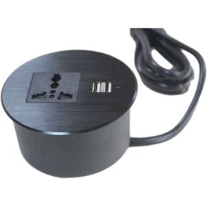 Toma de mesa redonda multifuncional para muebles, Cargador USB y 1 toma de corriente Universal, ojal de alimentación redondo - Product Image 1