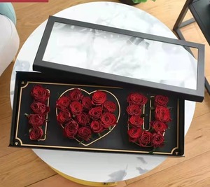 Yeni tip yapay PVC şeffaf ipek güller dikdörtgen katlanmış pencere gül çiçek kutusu sevgililer günü ve anneler günü - Product Image 1