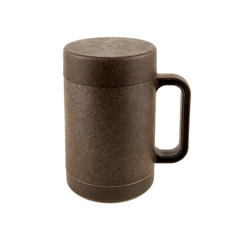 Caneca de cerâmica reutilizável, 2901c 350ml 12oz, ecológica, biodegradável, camada dupla, grãos de café, caneca de isolamento, eco