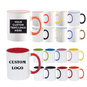 Two Tone Mug Ceramic <strong>Cups</strong> 11oz C-Handle <strong>Solid</strong> <strong>Color</strong> Inside Coffee Mugs for Sublimation Printing - Product Image 1