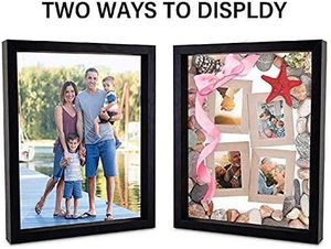8x8 Shadow <strong>Box</strong> Picture <strong>Frame</strong> With Linen Board <strong>Deep</strong> Wood Glass <strong>Display</strong> Case Ready to Hang Memory <strong>Box</strong> With Drawing Pins - Product Image 4