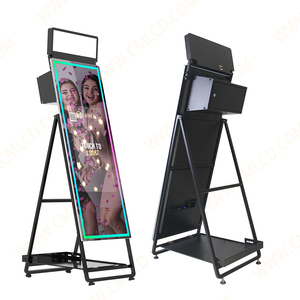Большая металлическая фотобудка в стиле ретро 62 ''стеклянное зеркало и 32'' сенсорный экран со встроенным мини-ПК поставляется с упаковкой футляра для полета - Product Image 3
