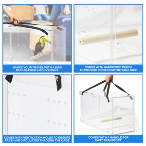 Grande boîte à oiseaux en acrylique transparente personnalisée Cage de transport d'oiseau bricolage Cage en acrylique pour <span class=keywords><strong>hamster</strong></span> lapin perroquet à vendre - Product Image 6