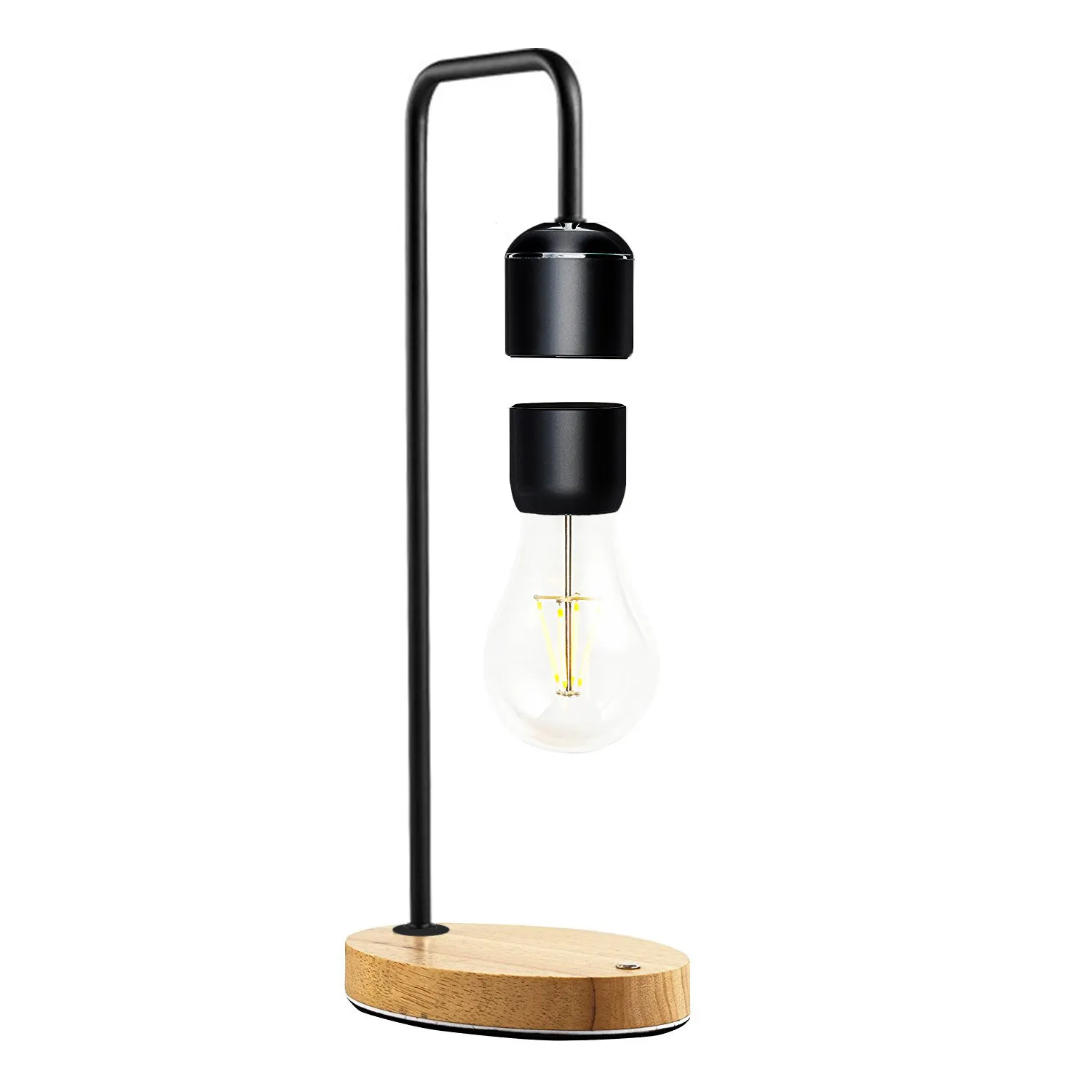 Levitazione magnetica galleggiante levitare lampadina elettromagnetica notte lampara lampada da tavolo in legno sospeso levitazione ha condotto la lampada