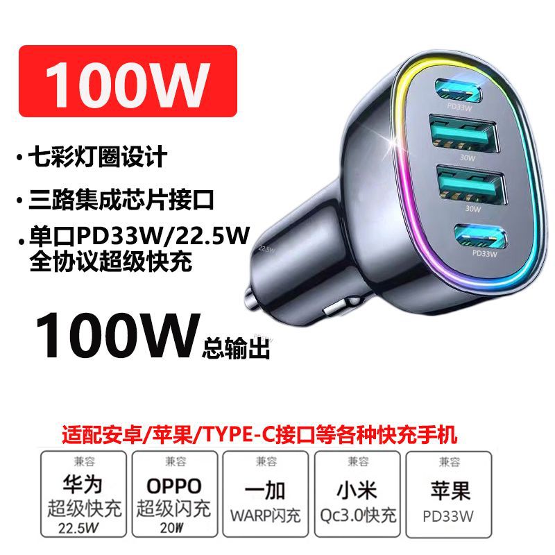 Charge ultra-rapide multi-ports à quatre ports 100 W, version colorée
