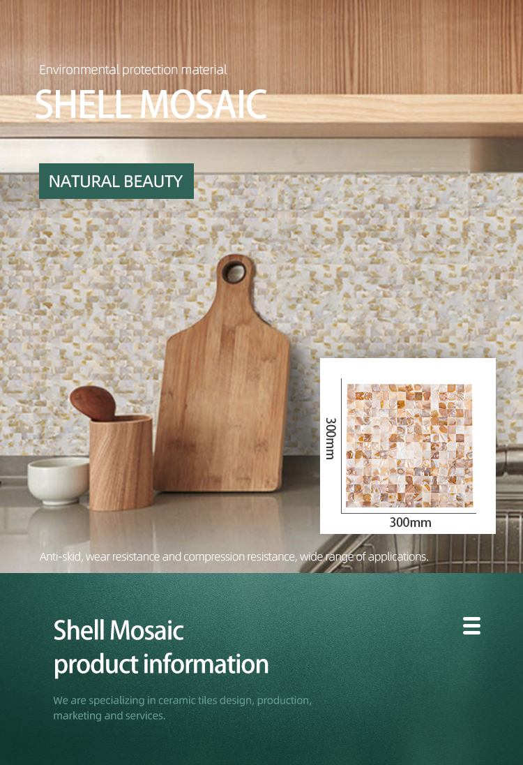 natural oil pattern seamless shell art mosaic tile for kitchen backsplash and wall decor