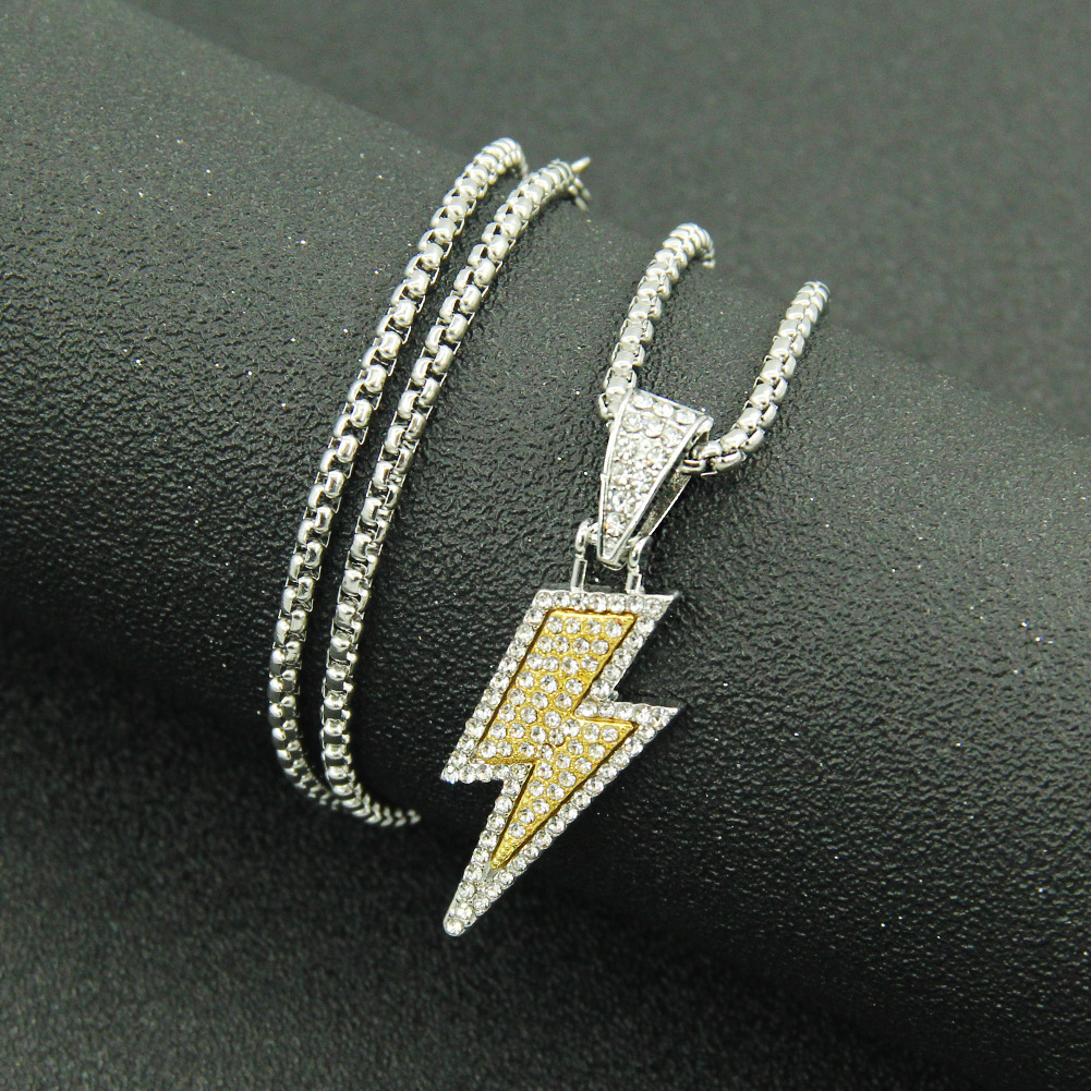 Relámpago oro con cadena de acero