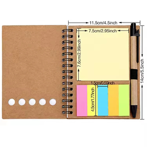 Cuaderno B5 de alta calidad con cubierta de papel Kraft, logotipo personalizado, notas adhesivas, blocs de notas autoadhesivos y juego de bolígrafos