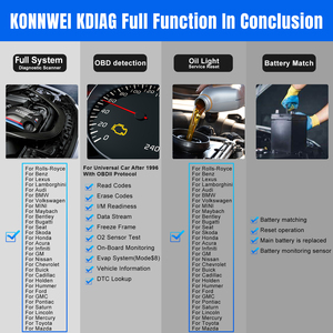 KONNWEIKDIAGカーALLシステムカー診断ツールマルチリセットALLOBD2スキャナーコードリーダークリアエラーコードオイルSASで読み取る - Product Image 5