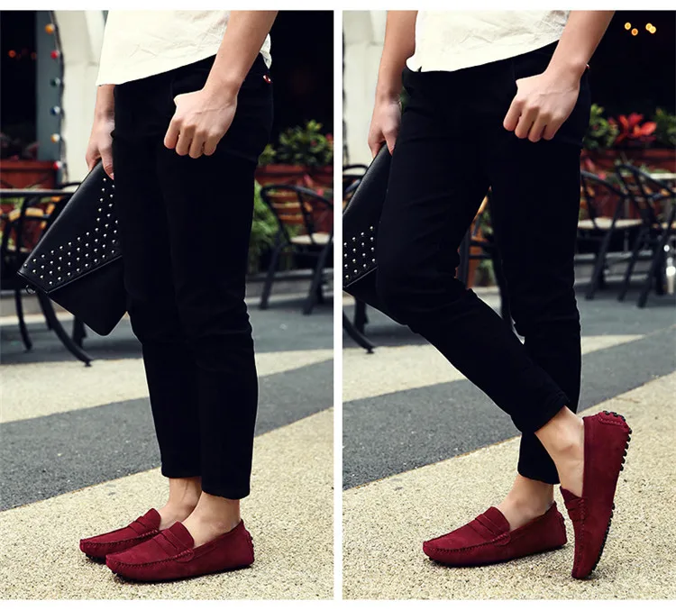 Plus Size 38-49 Pigskin Men Pea Soft Shoes Flats Light Breathable Slip-on Loafers Casual Shoes
