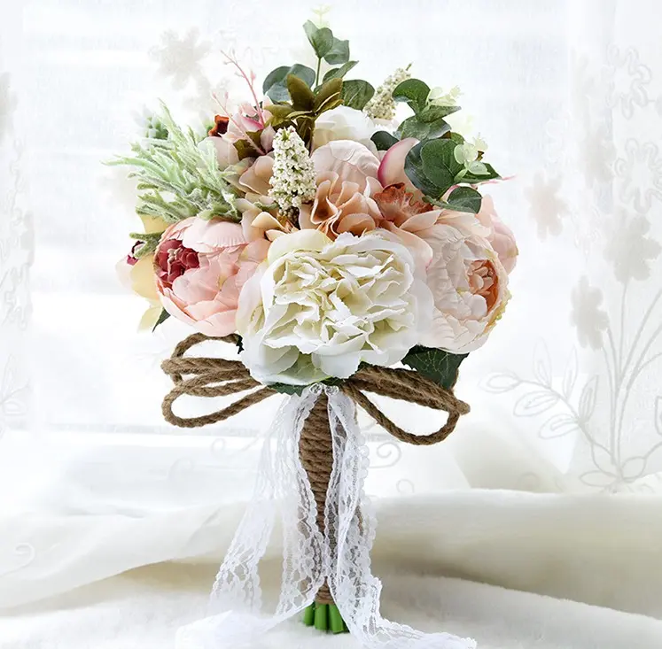 DKB-168102 Wedding Decoration Supplies Wholesale Silk Bouquet Peony Artificial Flowers Bride holds Bouquets For Wedding
