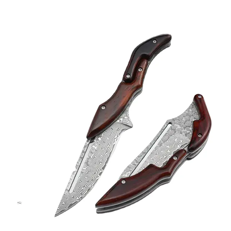 Spezialblatt-Design Taschenmesser versenkbare Messer Outdoor Fischen Dschungel-König Transformierend VG10 Klappmesser