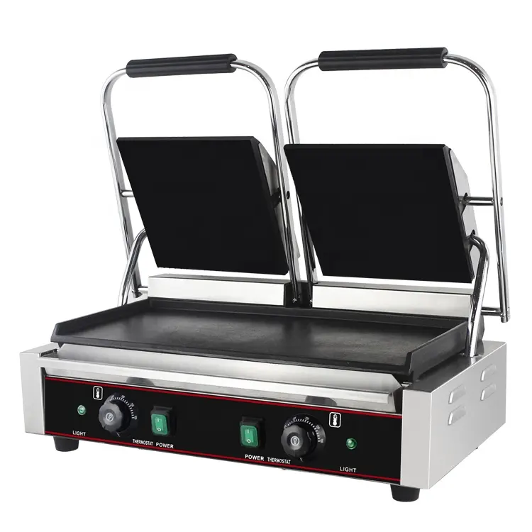 Rivestimento antiaderente grande tostapane elettrico commerciale a doppia faccia Grill Sandwich Maker con piastra di cottura completamente piatta