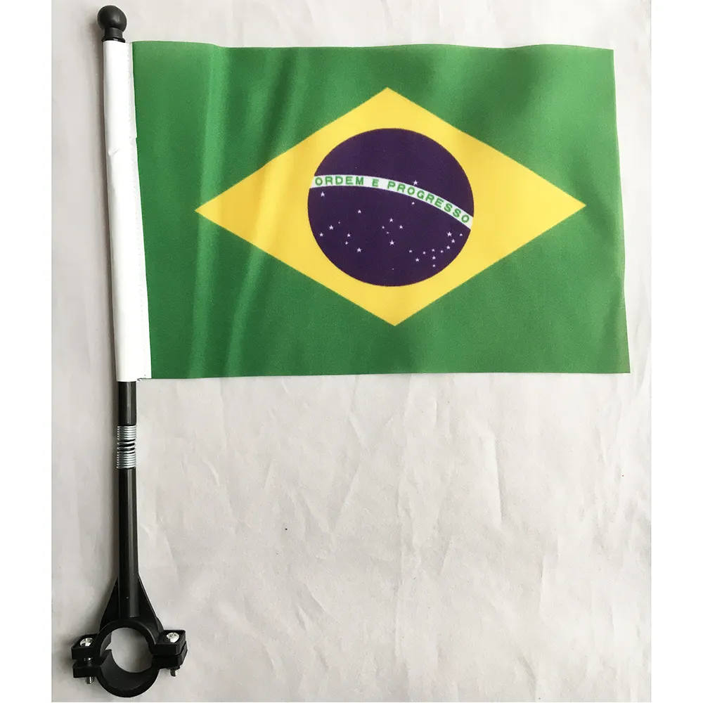 Benutzer definierte Druck Fahrrad Flagge National flagge Polyester Lenker Brasilien Flagge für Outdoor-Radfahren Dekoration