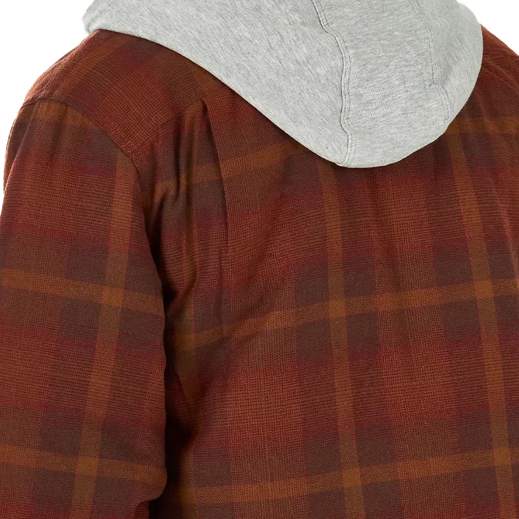 OEM tasarım baskı özel ekose oduncu gömleği ceket Hoodie kırmızı
