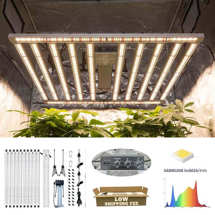 O mais novo equilibrado PPFD 1000W LED cresce luzes originais Samsung LM301H Evo UV IR Smart App 800W 680w cresce a luz LED planta interior