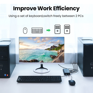 Ugreen Hdr Kvm交换机2端口4k Usb交换机Kvm Vga切换器分路器盒，用于共享打印机键盘鼠标Kvm交换机Hdr + Vga