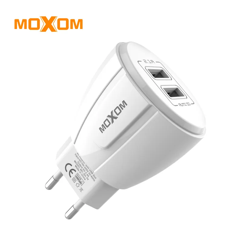 MOXOM USB Duvar Şarj Avrupa Çift USB Seyahat Adaptörü 2.1A akıllı telefon için şarj cihazı