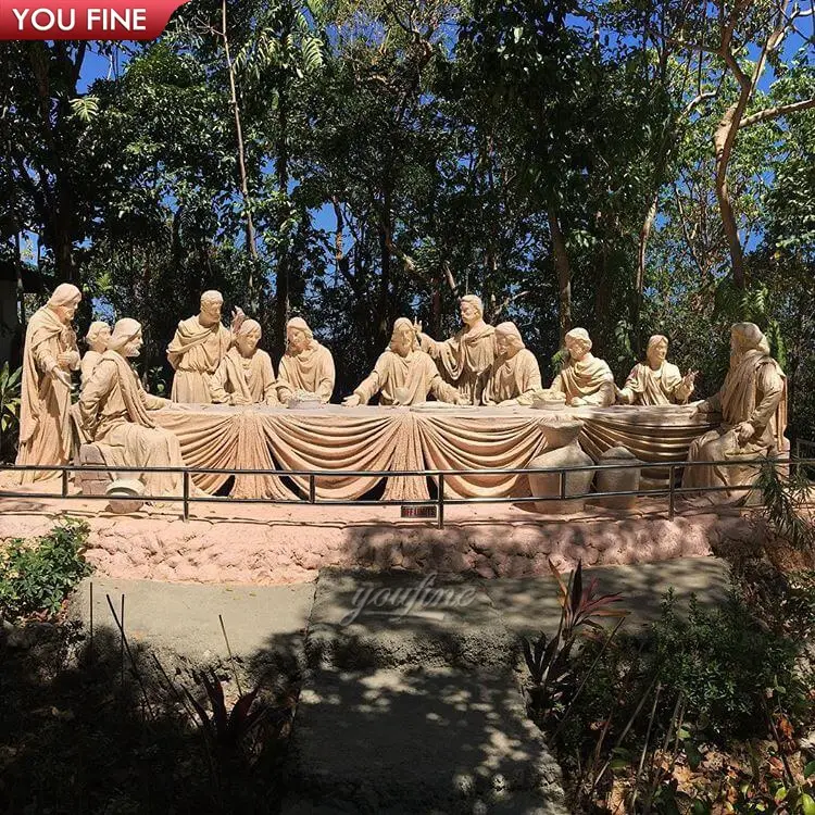 Estatua de mármol de la iglesia gótica religiosa tallada a mano, escultura de la cena