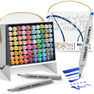 Arrtx OROS 80 Farben Alkohol Pinsel <span class=keywords><strong>Marker</strong></span> Japanische Feder Dual Tip Künstler Pinsel & Meißel Skizzen stifte Neues Verpackungs design