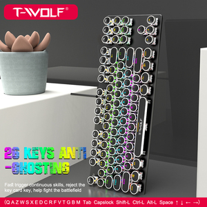 Teclado mecánico T12 estilo Punk de 87 teclas, luz retroiluminada RGB, teclado de panel mental, Teclado mecánico con cable Usb para ordenador portátil - Product Image 5