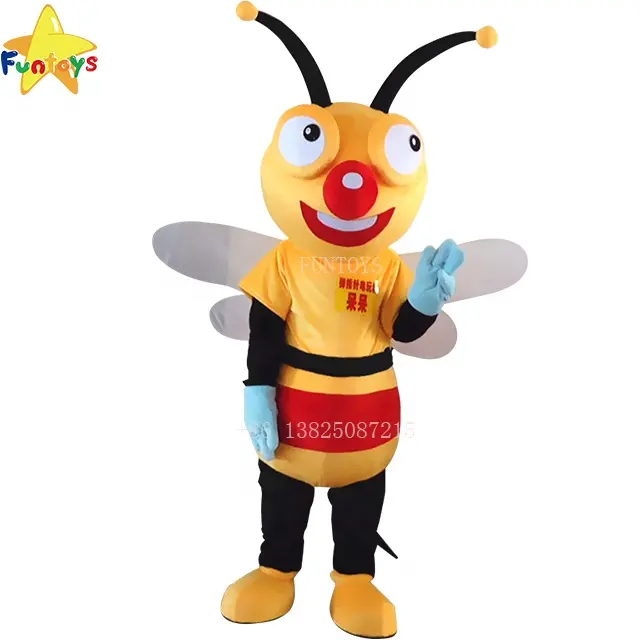 Funtoys personalizar fantasia de mascote de pelúcia amarelo com insetos voadores, boneco fofo de Halloween e Natal para adultos