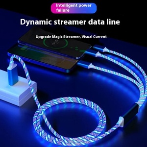 オリジナルの発光USBケーブル高速1対3充電車データライン<span class=keywords><strong>Apple</strong></span> Type-C & Android携帯電話用5A Current