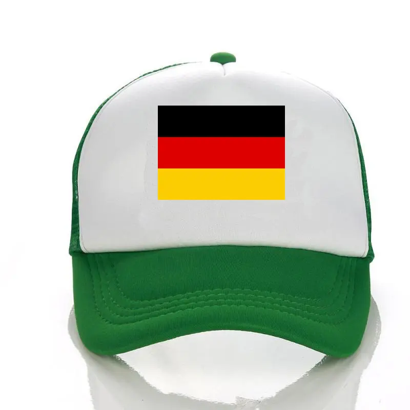 Gorra de malla de fútbol con diseño de bandera alemana multicolor a precio sorprendido personalizado para competición de fútbol