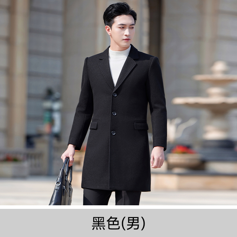 (Modèle homme) Manteau noir en laine