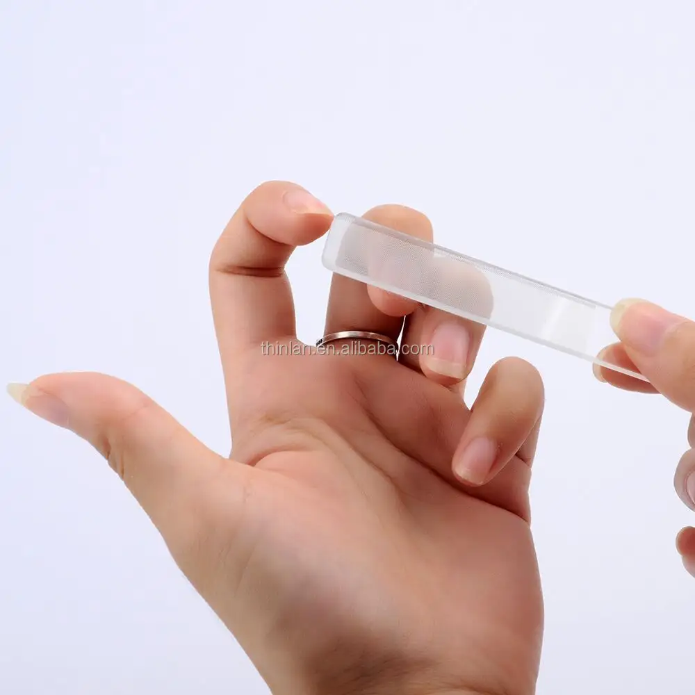 2 In 1 Sarung Plastik Logo Kustom Bahan Kristal Perawatan Kuku Pemoles Mini Nano Glass Kikir Kuku