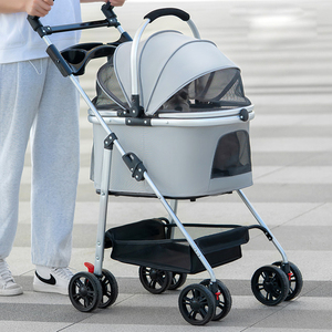 รถเข็นสัตว์เลี้ยงแบบพับได้หรูหราพร้อมที่ใส่สุนัขระบายอากาศได้รถเข็นกลางแจ้งสำหรับสัตว์เลี้ยงคุณสมบัติที่สำคัญสามารถพับเก็บได้หรูหรา - Product Image 2