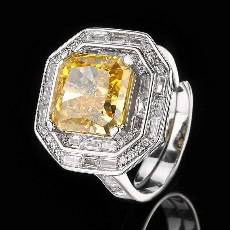 Bague diamant jaune taille Ice Flower