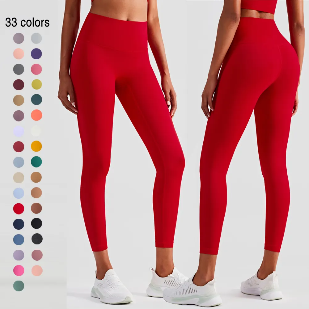 2024 Lulu Alinhar Leggings de tecido para mulheres Tiktok Gym fitness cintura alta elevador de bunda respirável esporte compressão calças de ioga