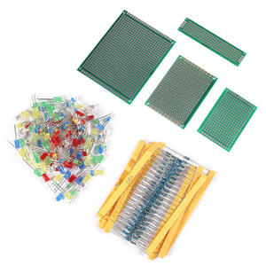 מגה ערכת מבחר, קבלים, נגדים, <span class=keywords><strong>LED</strong></span>, טרנזיסטורים, דיודות, 1n270 גרמניום, שקעי DC, opamp, PCB