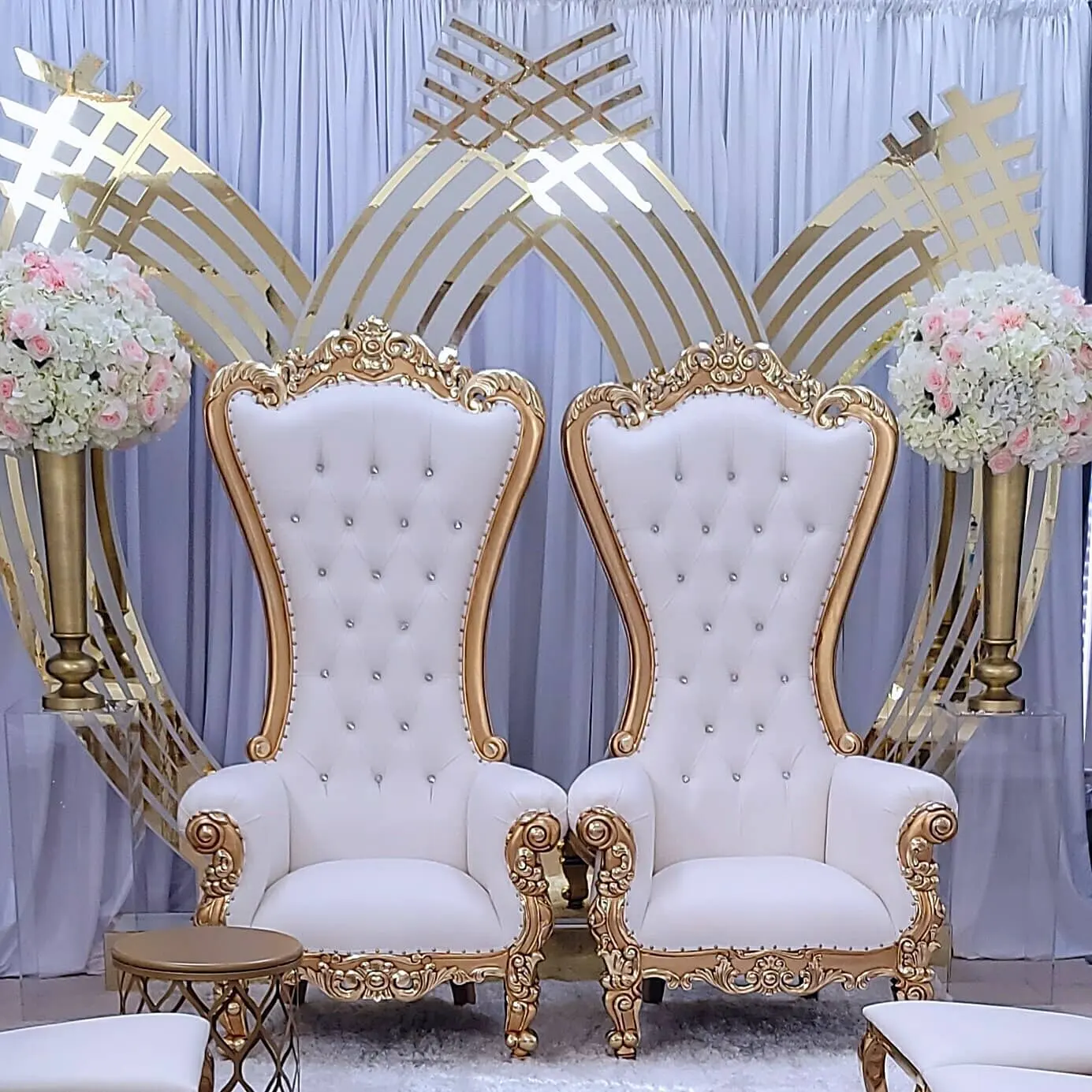 Silla moderna de lujo con trono real, asiento King y Queen en cuero rosa para banquetes, eventos, Bar, sala de estar