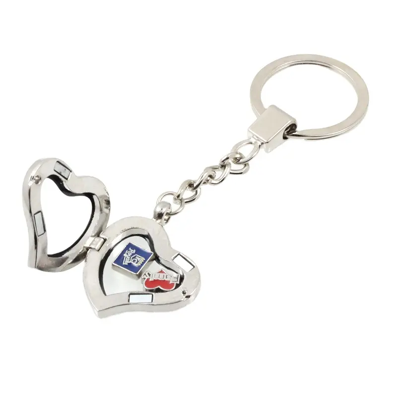 Оптовая продажа Магнитный стеклянный плавающий медальон в форме сердца кулон брелок для ключей аксессуары