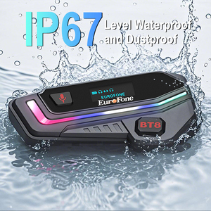 Accesorios de motocicleta, auriculares Bluetooth con función de intercomunicador, con pantalla LCD comunicación grupal, compatible con sistema multilingüe