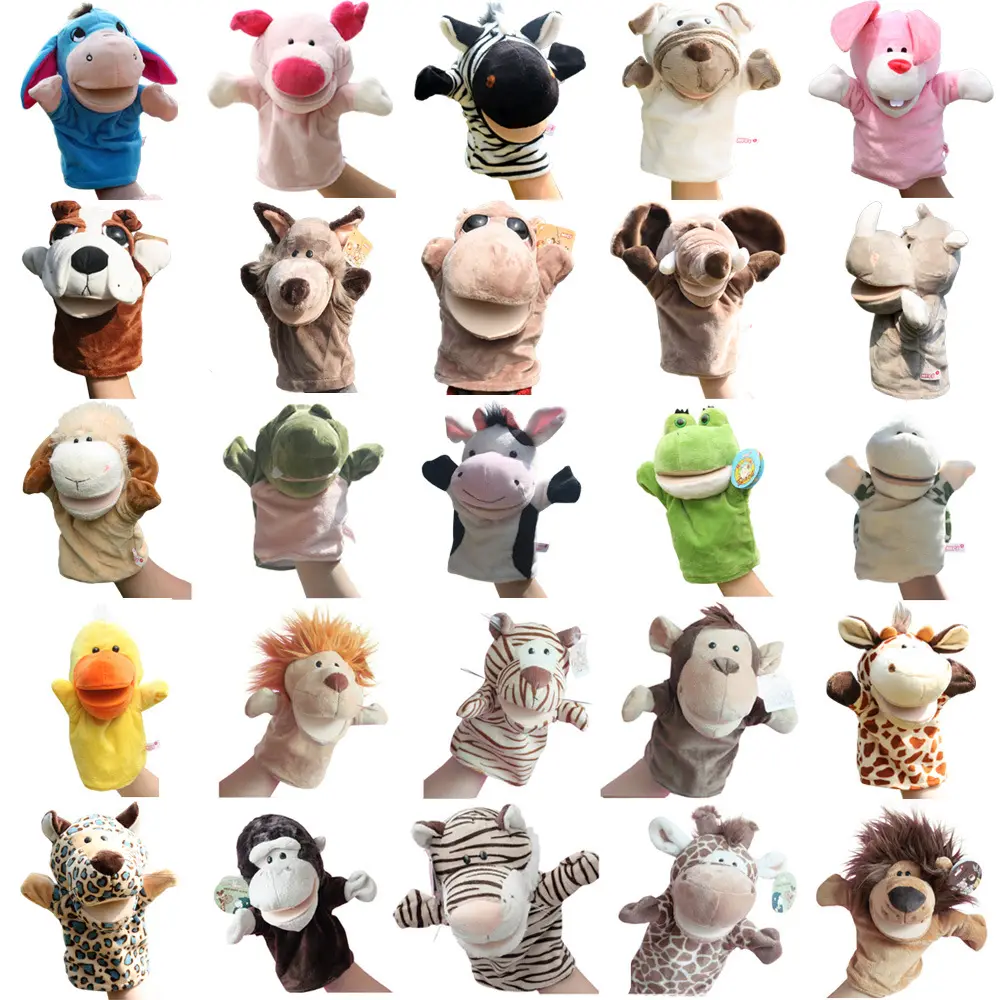 Marionetas de dedo de animales para niños, juguetes de peluche suaves, marionetas de mano