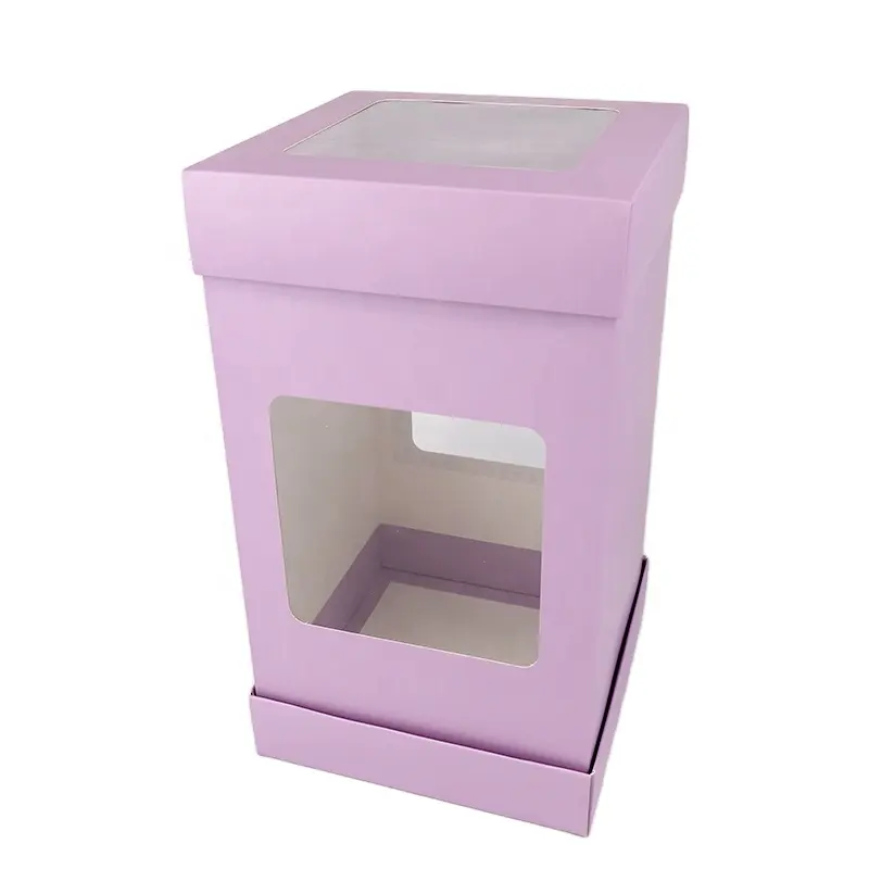 Personalizado design quadrado 8 10 12 polegadas alta camada bolo papel caixas para o lembrança do casamento embalagem de sobremesa