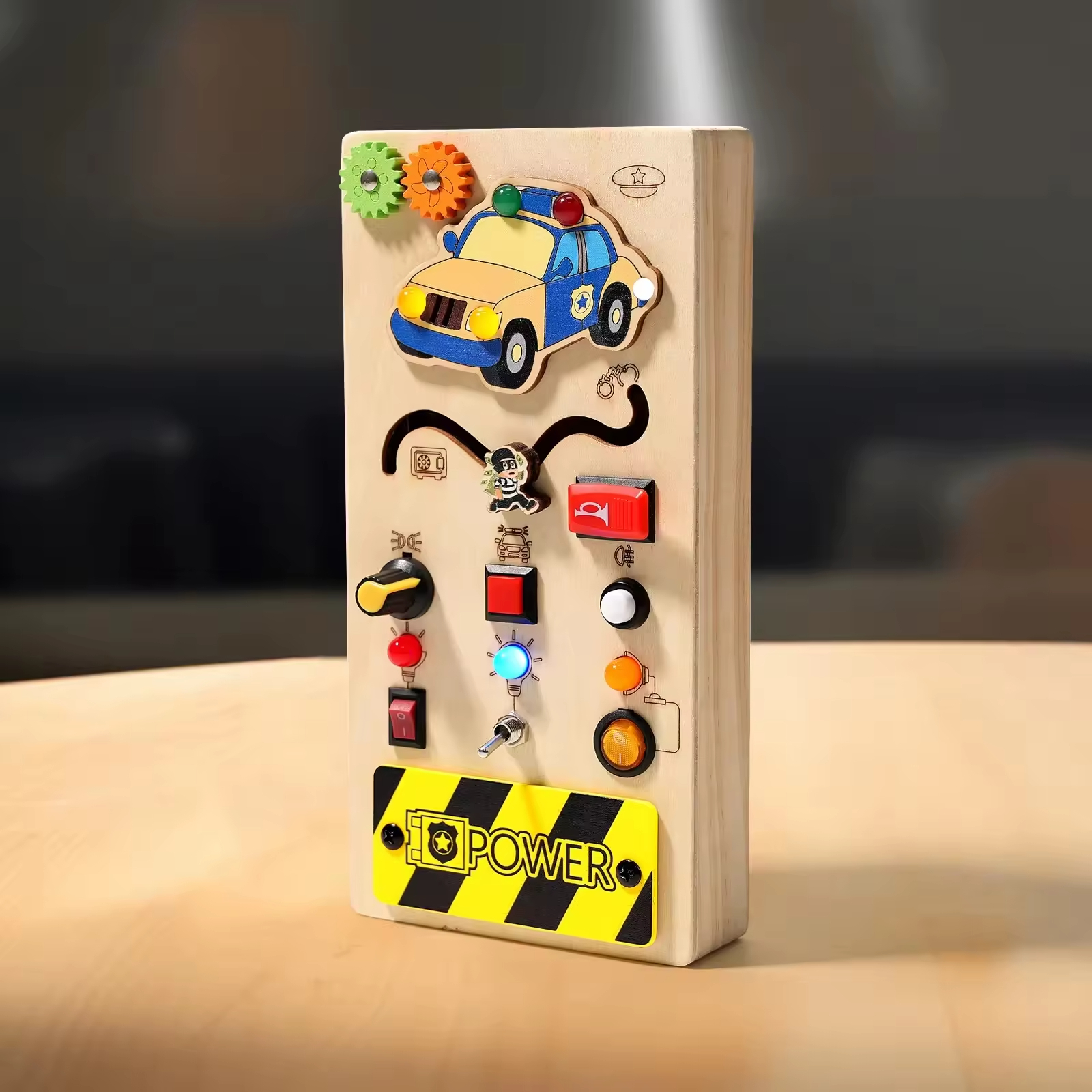 Police car movingcircuit busy board