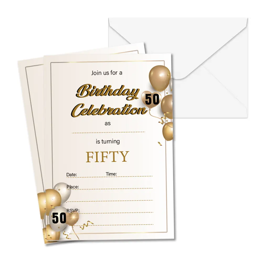 50th Birthday Invitations 50 Anniversary Party Celebration Invites Cards with Envelop 25 Counts