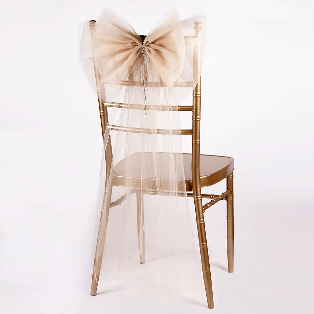Capa para cadeira bordada Chiavari em tecido DIY para banquetes de casamento, tecido para organza