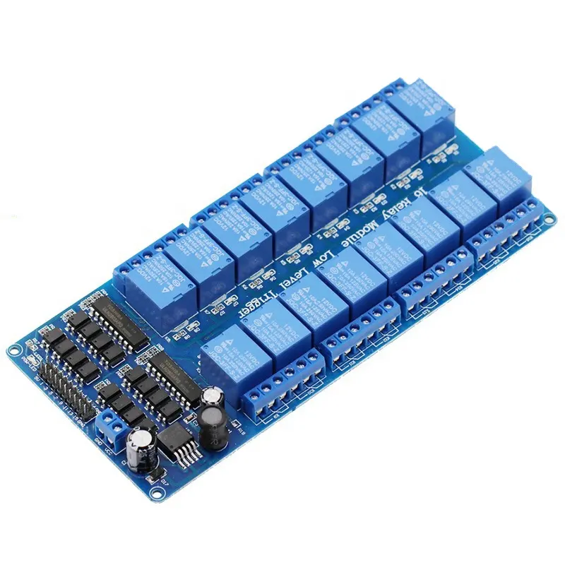 16 Channel DC 5V 12V Relay Shield Module With Optocoupler LM2576 Microcontrollers Interface Power Relay