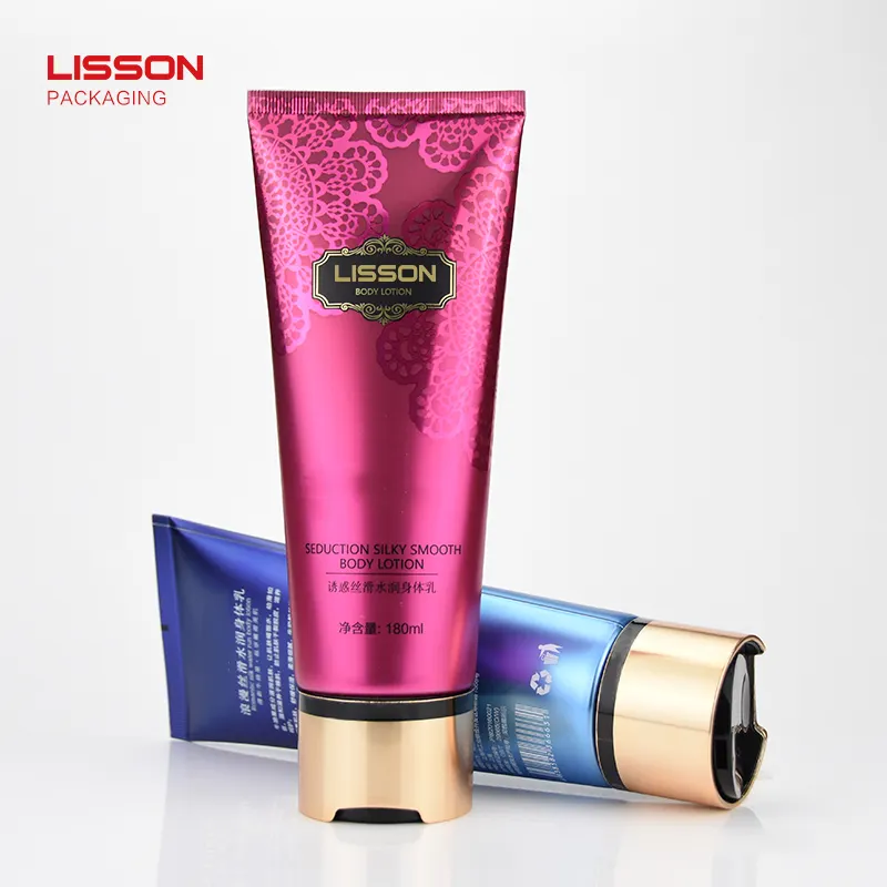 Envase cosmético de lujo ABL tubo de crema para el cuidado del cabello alto con tapa superior de disco
