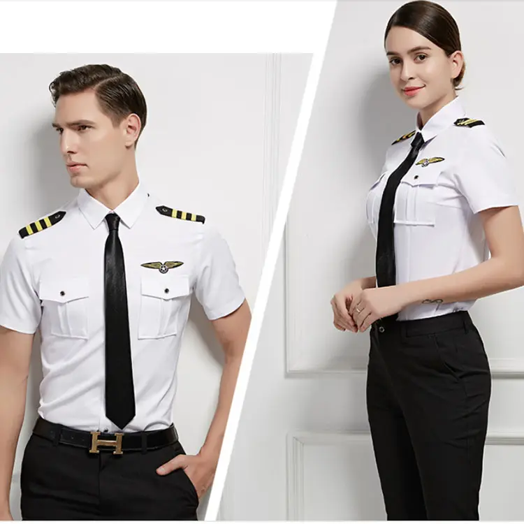 Uniforme de azafata de avión, uniforme de moda, camisa de piloto de líneas aéreas